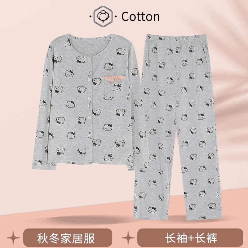 小香风长袖长裤春秋款套头休闲宽松家居服睡衣女套装免穿女士舒适