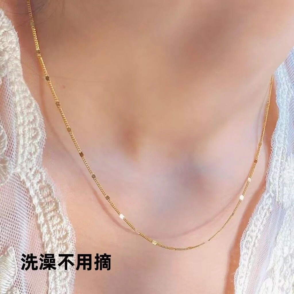 钛钢项链 M扣素链项链 高级感简约锁骨链不掉色