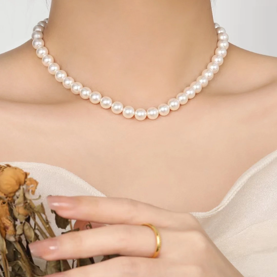 钛钢吊坠 施家珍珠项链小众设计ins气质轻奢法式复古高级感锁骨链