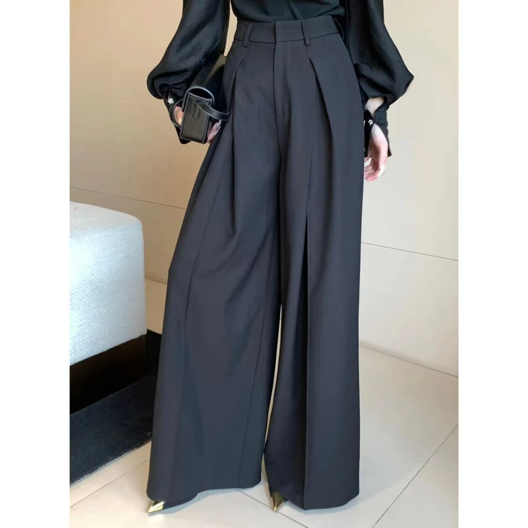 JIJINQI白色高腰西装阔腿裤2024爆款休闲直筒拖地裤女 JINQB0808