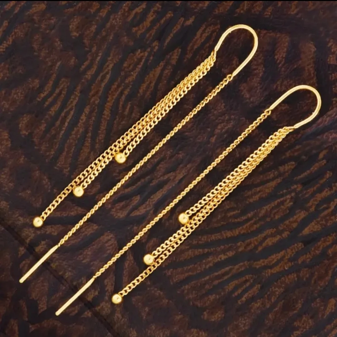 铜合金耳饰 《三生三世》长款流苏耳线，防丢U钩简约时尚百搭气质