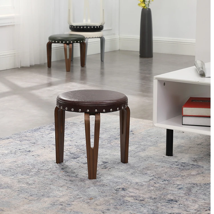 美式真牛皮成人沙发脚踏试衣间复古儿童换鞋凳梳妆凳穿鞋凳