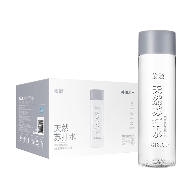 依能天然苏打水无添加 弱碱性ph8.0+  饮用水 400ml*15瓶 整箱装