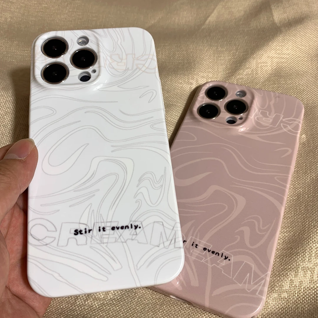 简约水波纹菲林壳英文苹果15手机壳新款15pro全包防摔12promax