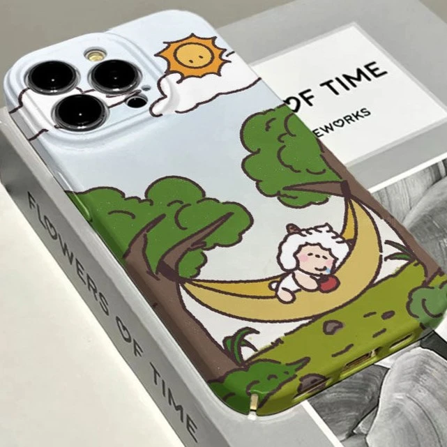 吊床懒羊羊苹果15菲林壳iphone15promax/12/11手机壳xs/xr硬7/8p