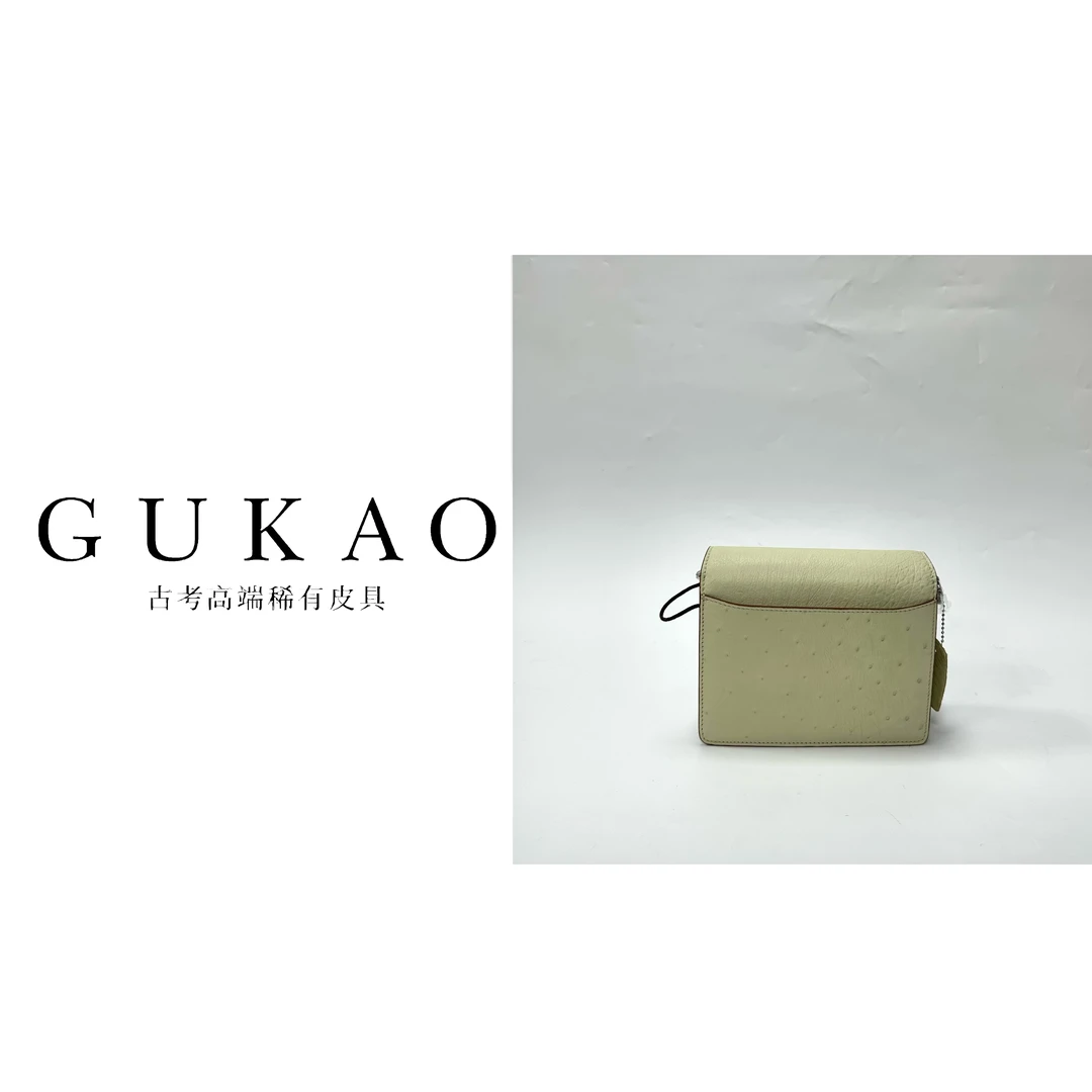 GUKAO/古考2024新款女士真皮鸵鸟皮牛皮单肩斜跨包3219T