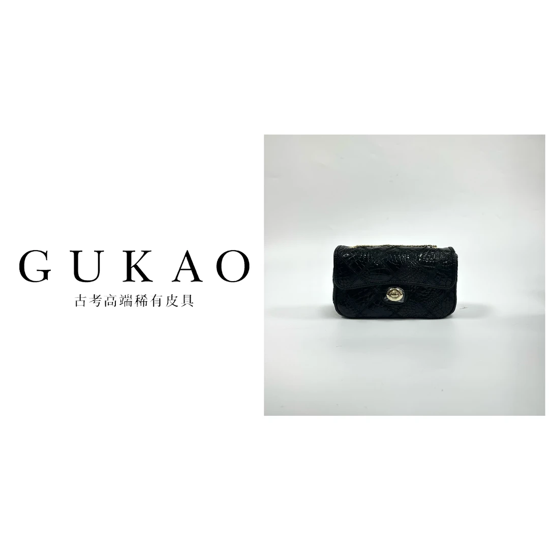 GUKAO/古考2024新款女士真皮鳄鱼皮牛皮手提斜跨包3464Z-1