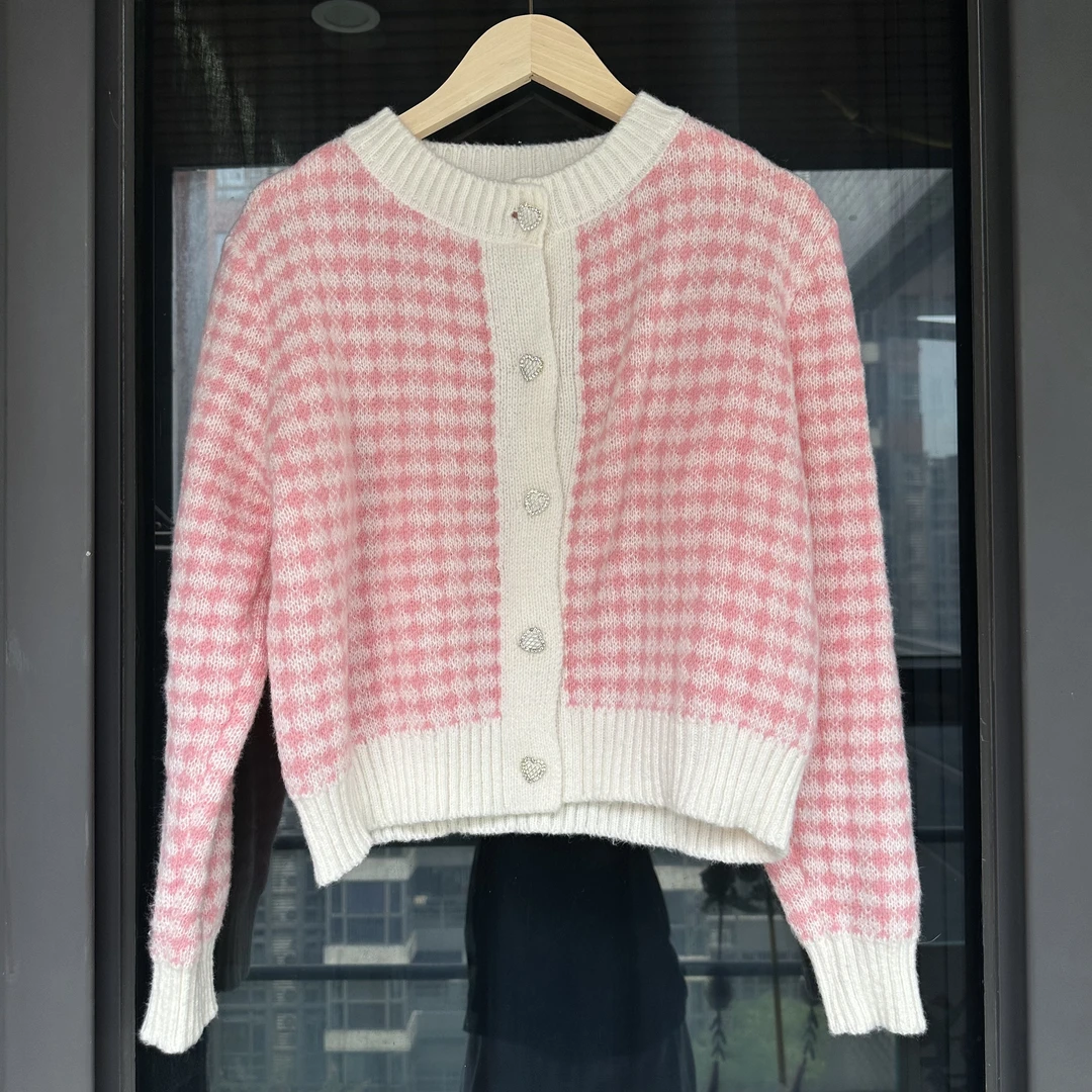 【财阀千金】粉色软糯气质休闲百搭开衫MY24-0022