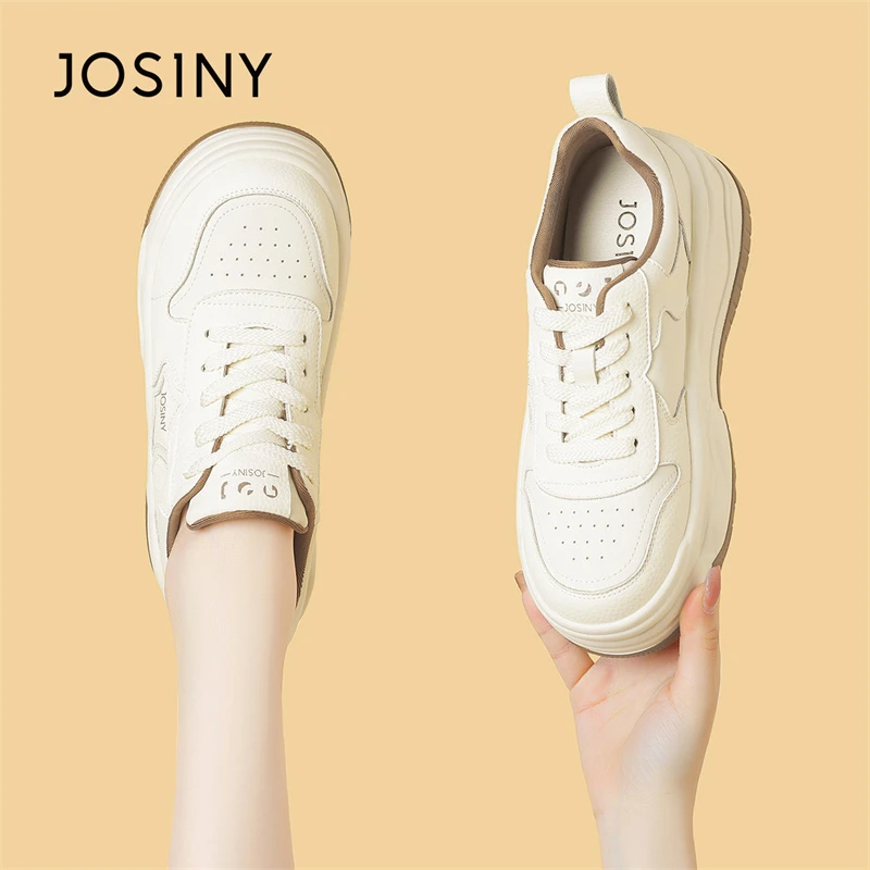 卓诗尼2025春季新款时尚百搭复古拼色厚底小众系带韩版板鞋休闲鞋