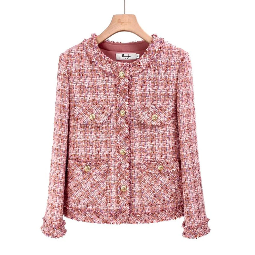 金粉世家小香风外套女装春秋短上衣女外套毛呢粗花呢洋气气质