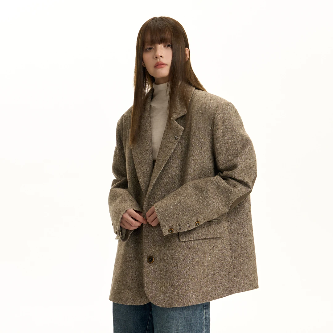 TGNS潮牌复古花纱毛呢秋冬外套男女秋季新款美式复古宽松休闲西服