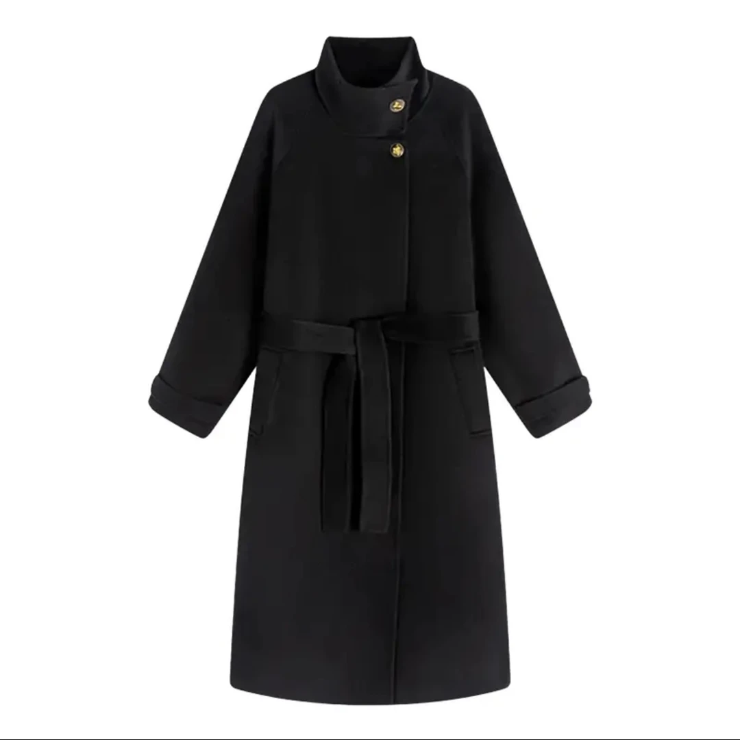 【斗篷】100%澳洲初剪羊毛加厚双面澳洲羊毛大衣老钱风