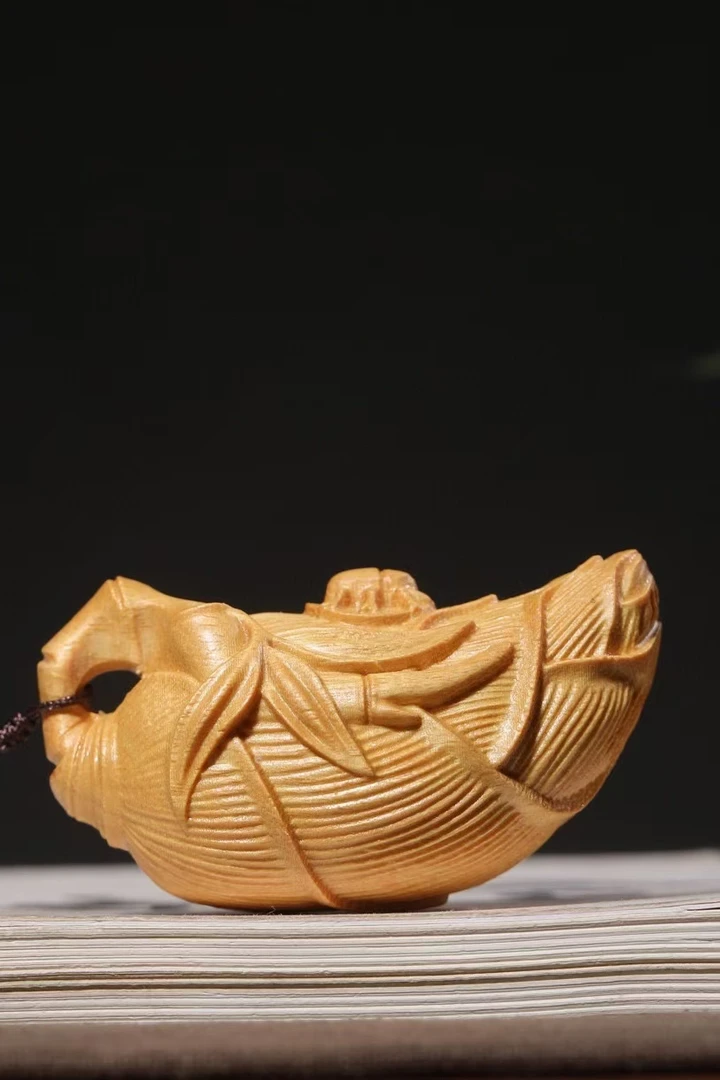 黄金檀木雕刻摆件手把文玩把玩杂项收藏实木工艺知足常乐把壶把件