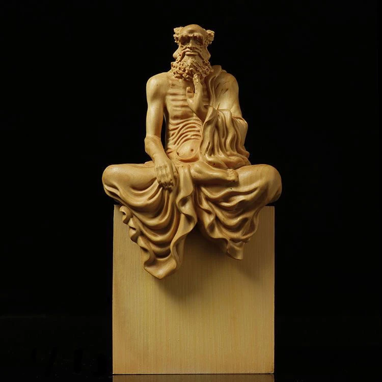 崖柏木雕达摩祖师摆件木雕手把件中式禅意客厅家居实木雕刻工艺