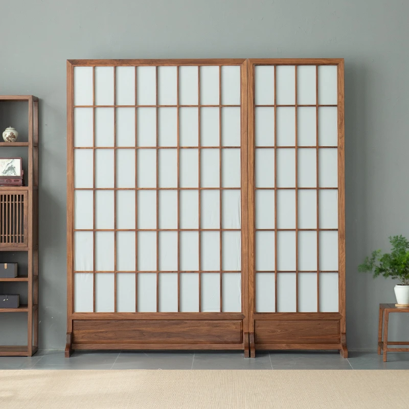 木笙记新中式实木屏风隔断家用入户客厅玄关卧室可遮挡可移动座屏