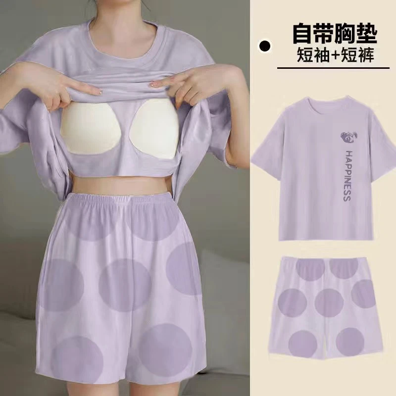 夏季爆款短袖薄款居家套装女卡通学生宽松版可外穿休闲气质家居服