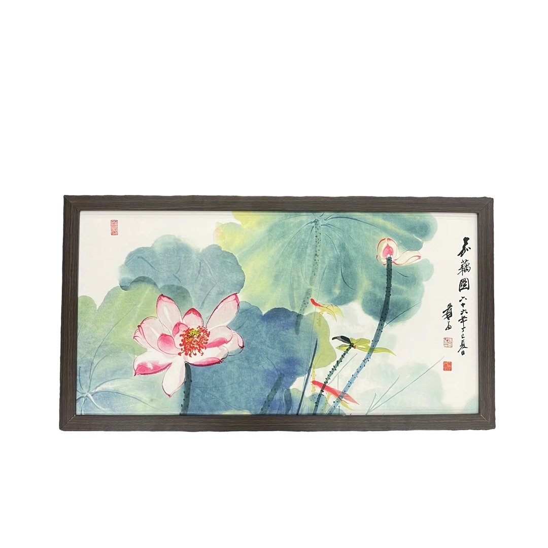 4-35*68嘉藕图中式装饰画木框玄关书房茶室客厅挂画