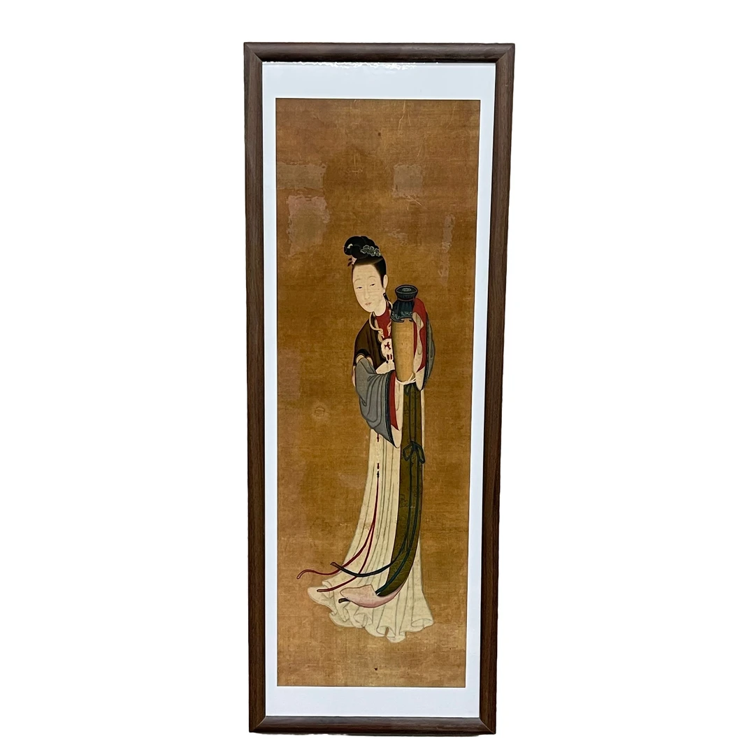 551-35*95仕女图中式装饰画实木框玄关书房茶室客厅挂画