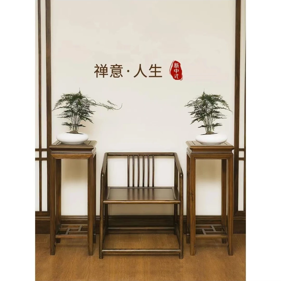 实木床源头工厂新中式美丽花架双层耐用木纹木质甄选客厅立式家具