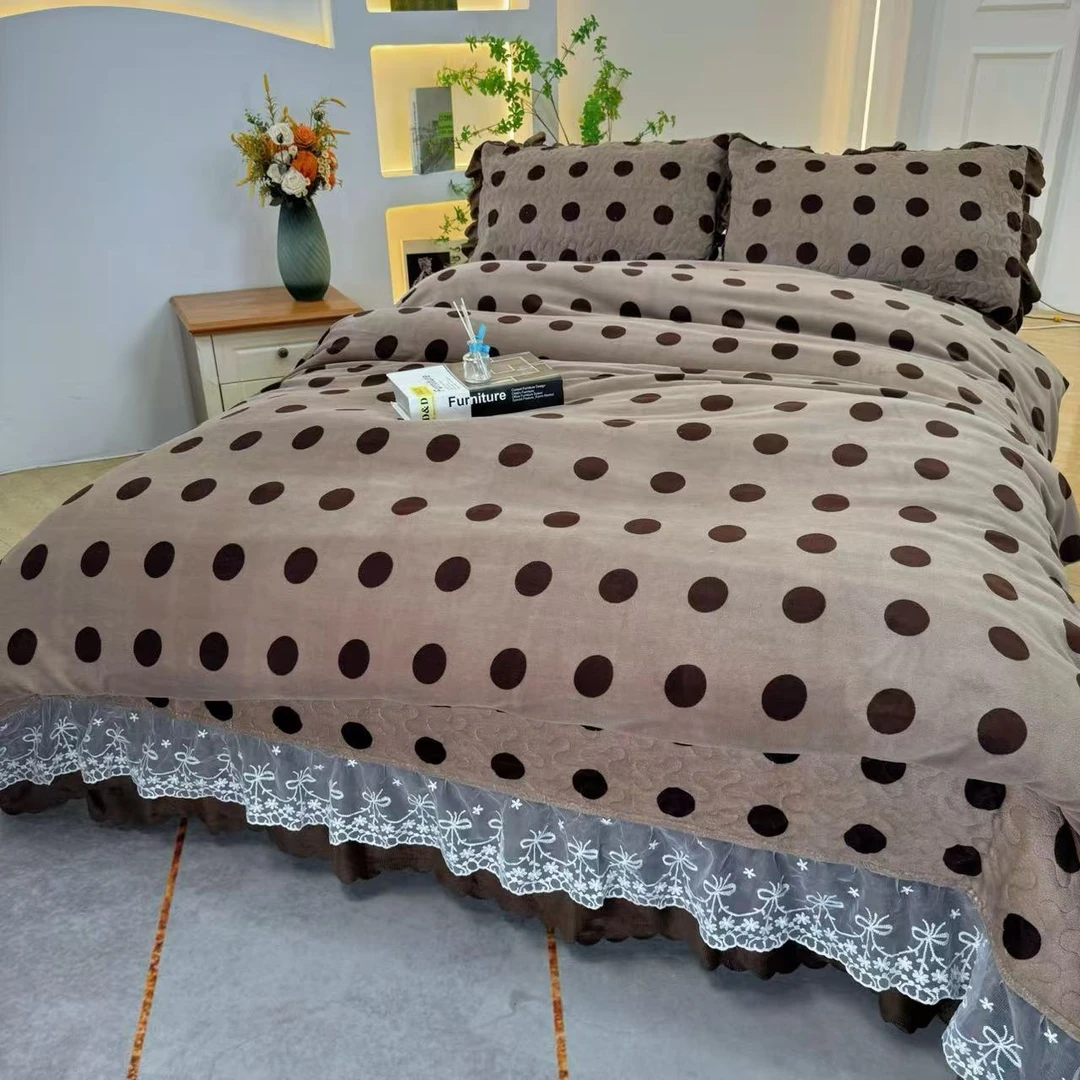 秋冬加大加厚保暖婴儿宝宝牛奶绒【床盖四件套】±8斤床品套件-J