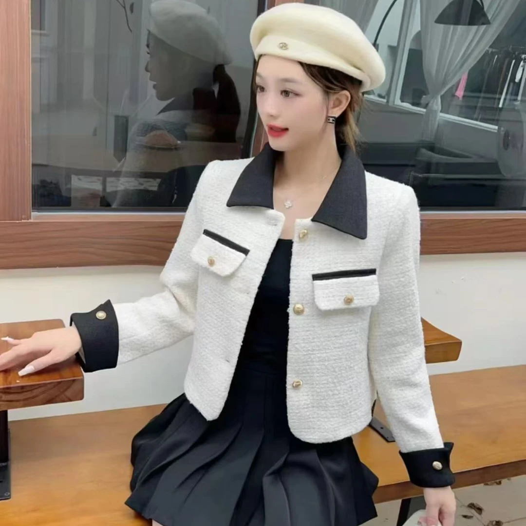 613#【微瑕衣长55】小香风短外套女春秋款设计感小众夹克上衣