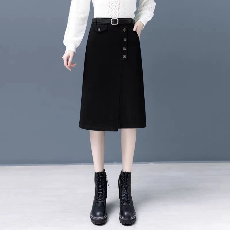 21811#【裙长62】早秋新款半身裙包臀裙不规则高腰一步中长a字裙子