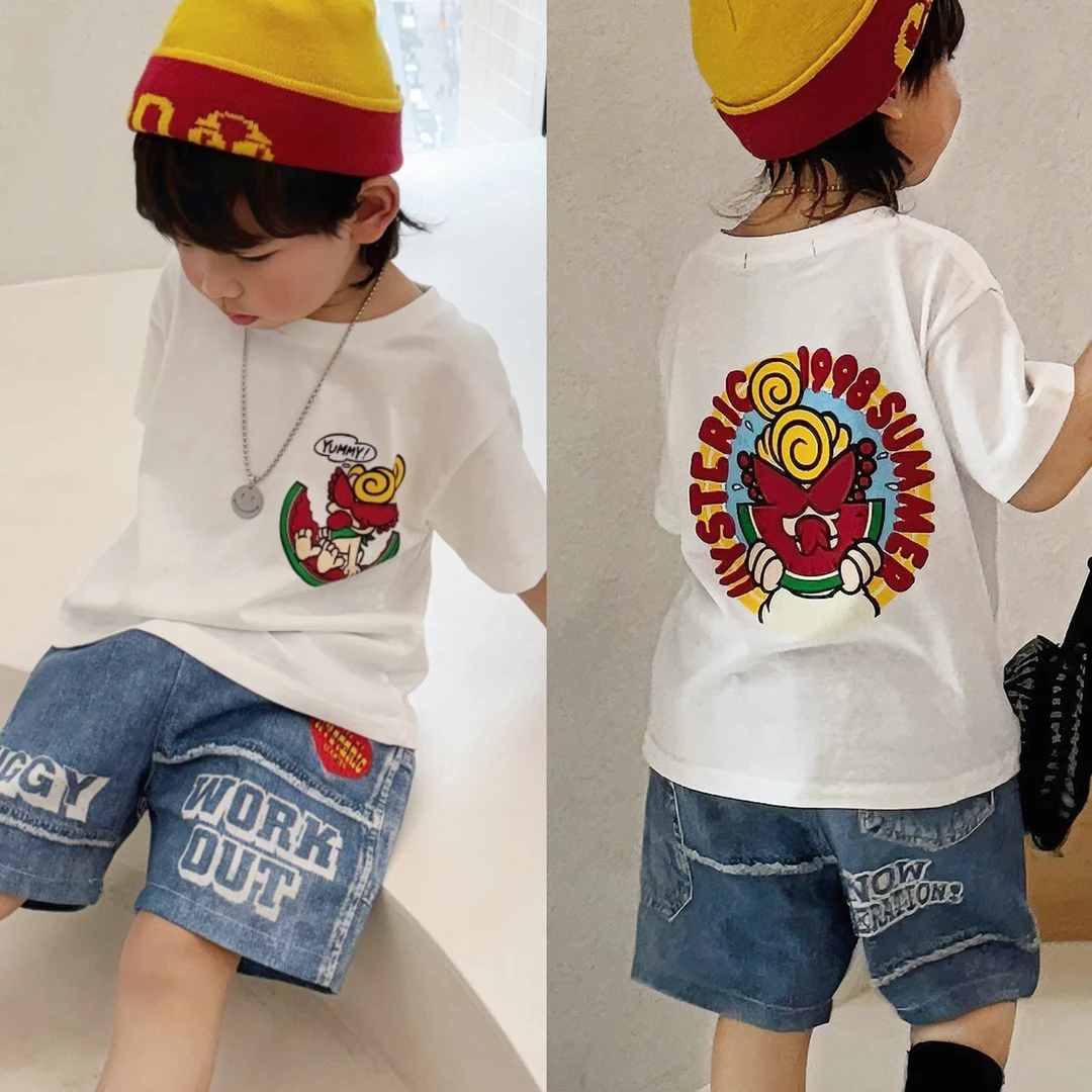 2024新款黑超潮牌奶嘴美味西瓜印花短袖T恤奶嘴童上衣现货