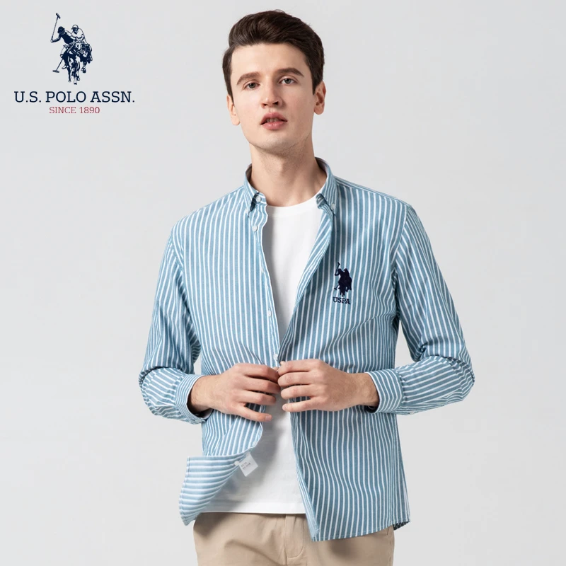 短袖t恤男春秋款外套男格纹牛津纺长袖衬衫休闲初秋男款polo衫潮