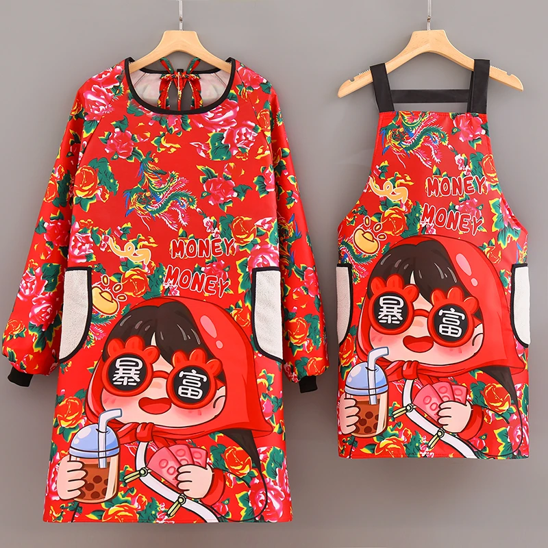 东北大花罩衣厨房耐脏做饭防油餐厅特色围裙民族风洋气可印字围腰