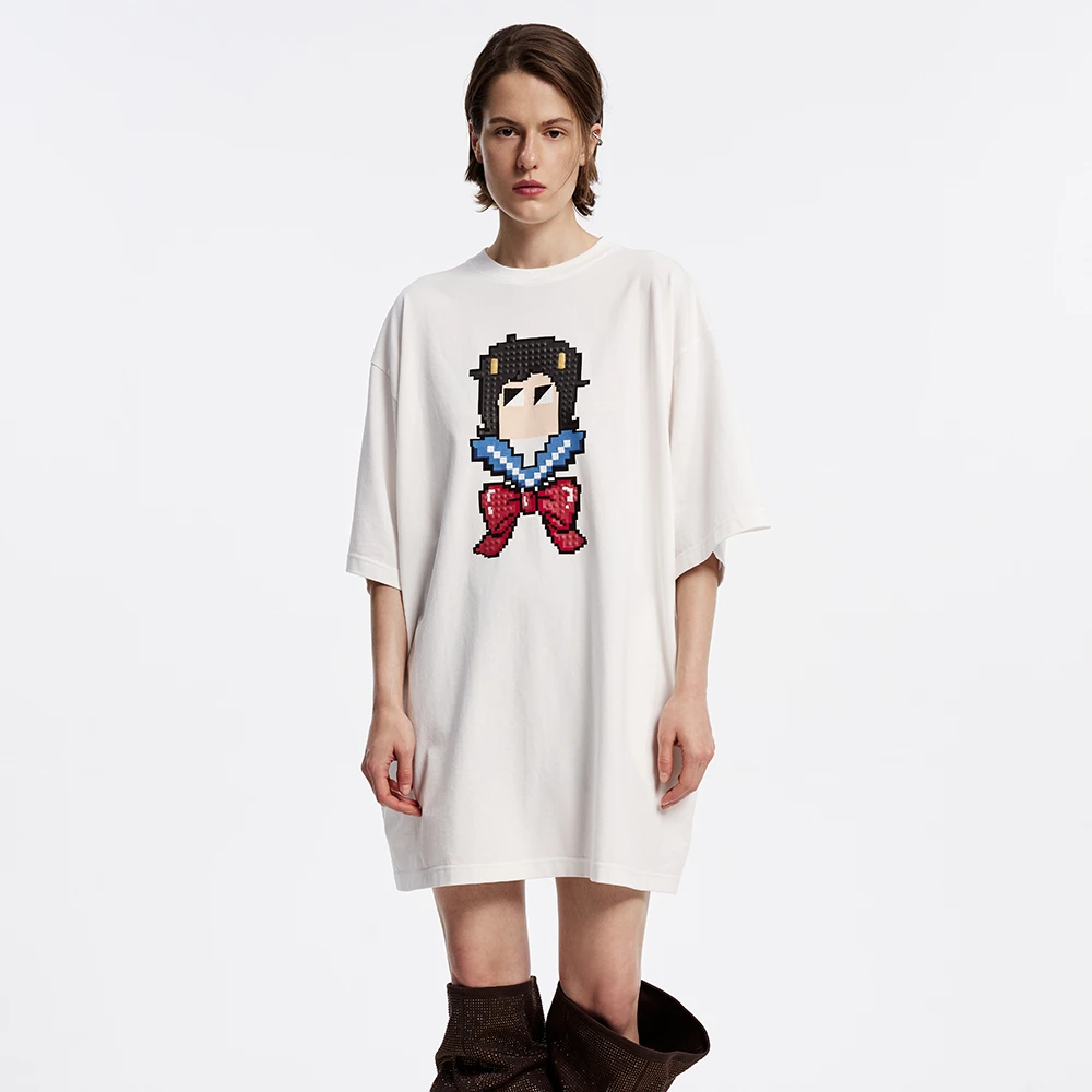 UOOYAA/乌丫夏季时尚经典「BABY MOSAIC」胶印娃娃蝴蝶结连衣裙6119