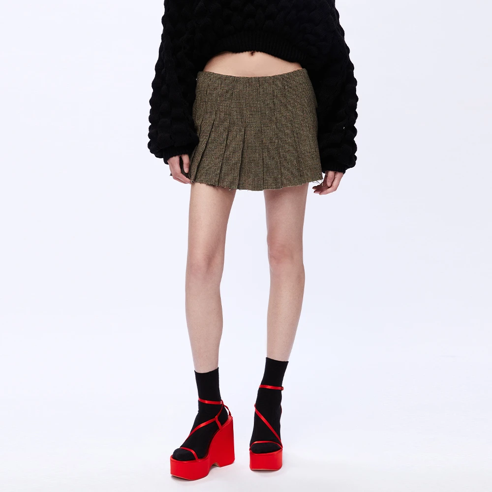 UOOYAA/乌丫秋季经典款时尚休闲摩登经典造型百褶裙半身裙0251