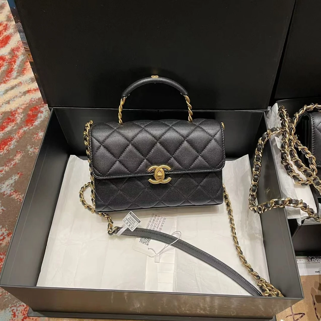 95新 Chanel/香奈儿 鱼子酱手提斜挎包/芯片款