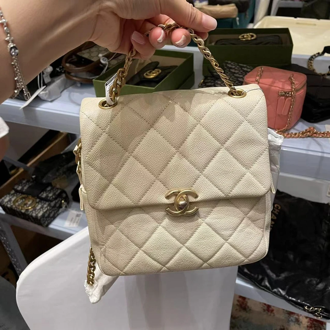 95新 Chanel/香奈儿 白金手提双肩包/芯片款