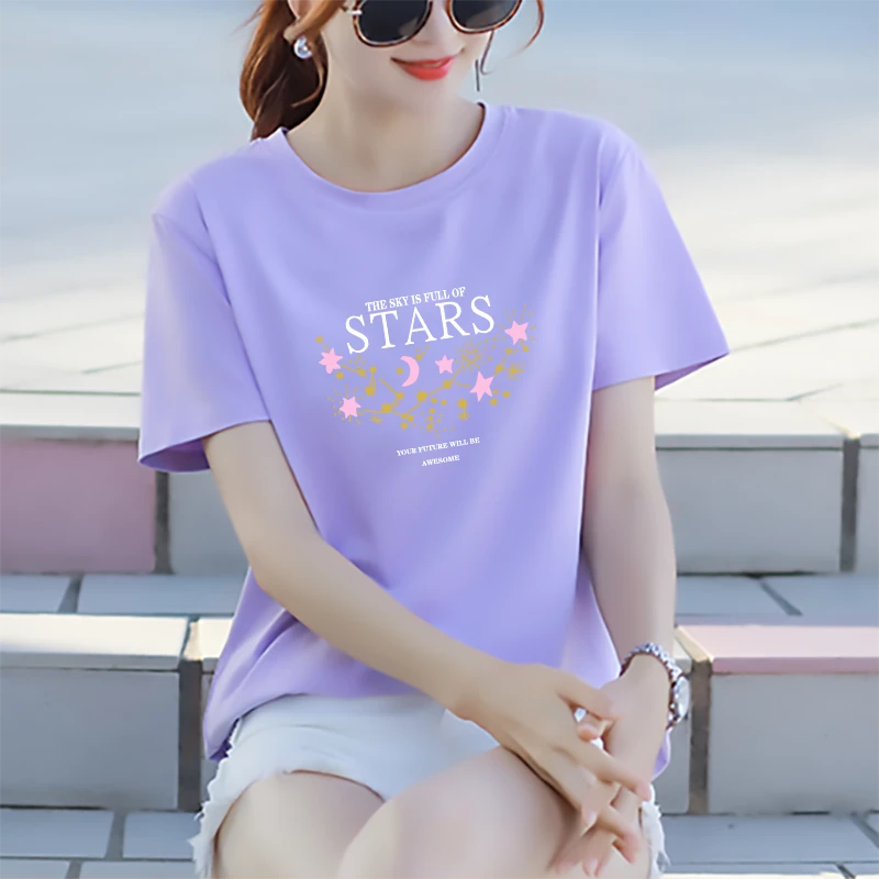 冰瓷棉夏季新款宽松女士大版洋气短袖t恤休闲显瘦体恤显瘦半袖ins