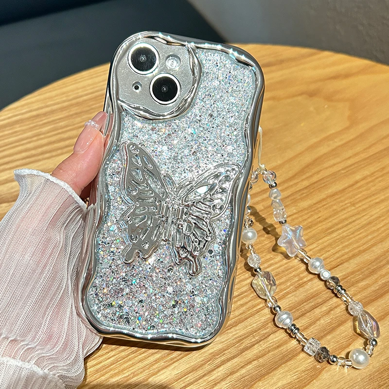 【适用苹果oppo华为vivo荣耀小米】蝴蝶支架手机壳高级感女新款全包