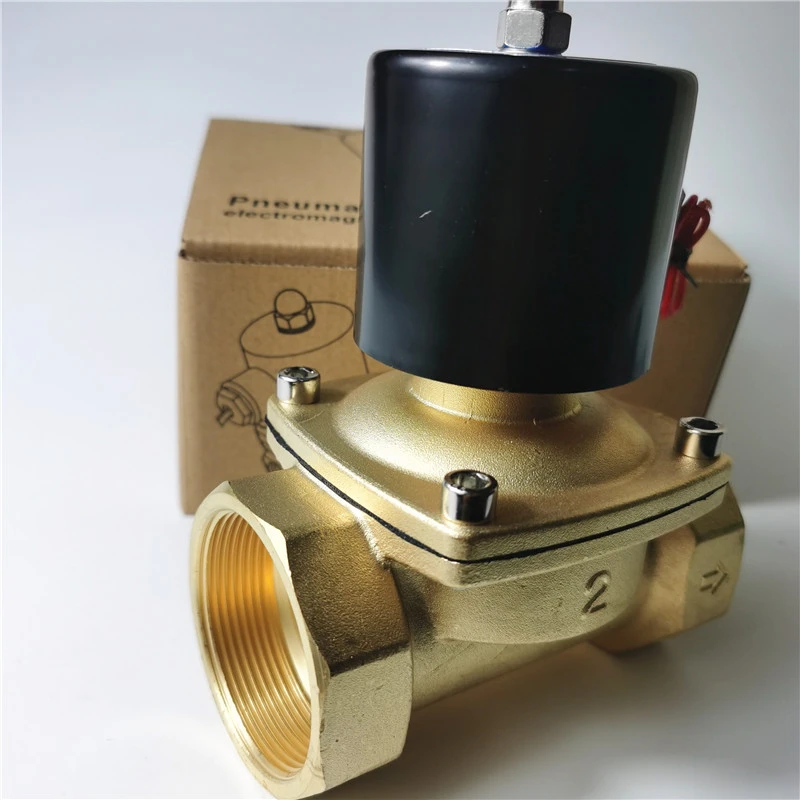 管道水阀2W500-50常闭二通铜体电磁阀UW-50 G2寸DN50