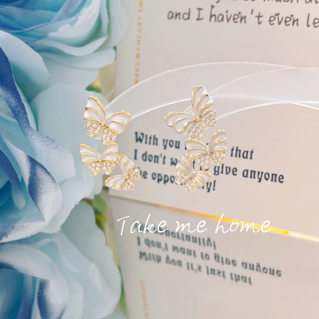 合金耳饰 小小仙气蝴蝶耳钉EH13