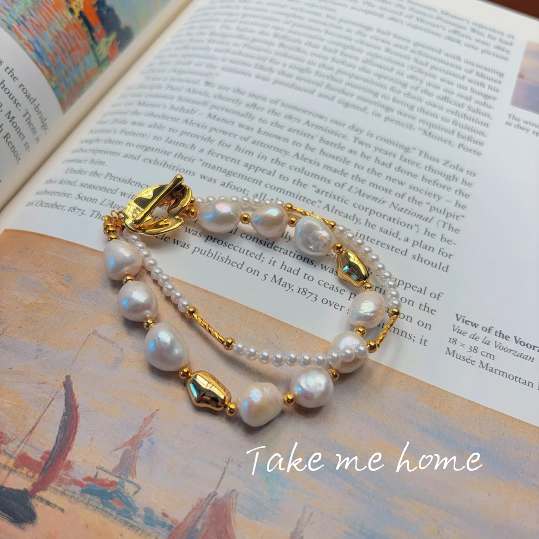 铜合金仿珍珠手链 设计款双层手链 B036