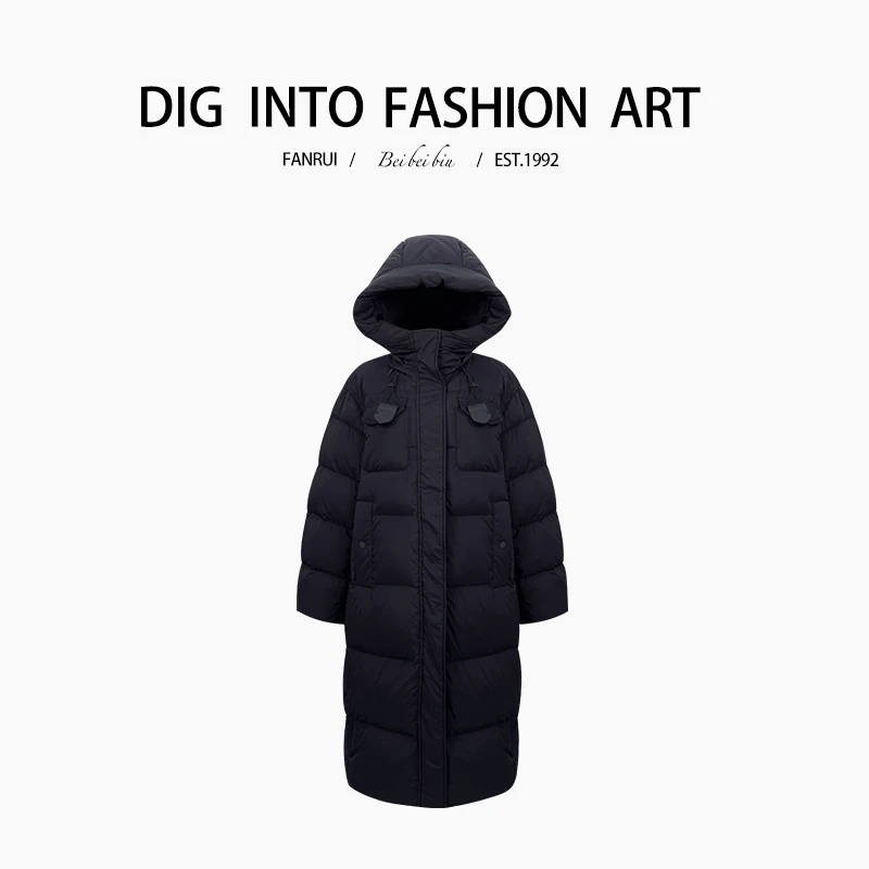 FANRUI/泛芮「夜色迷离 」秋冬保暖加厚中长款羽绒服鸭绒外套B12650