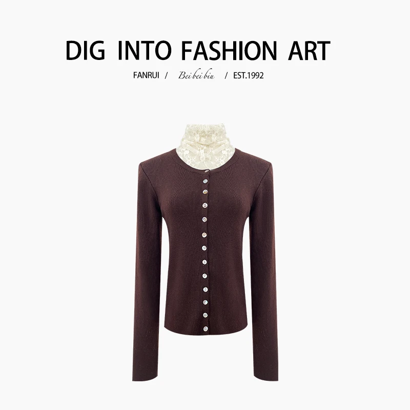 FANRUI/泛芮「磨毛云感衣 」蕾丝假两件百搭洋气打底上衣女B13027