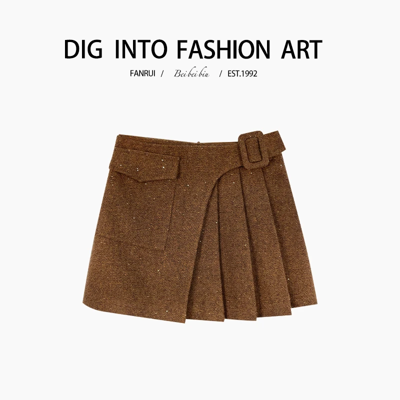 【泛芮】羊毛原创百搭设计感时尚短裙女显瘦气质高级感半裙B12548