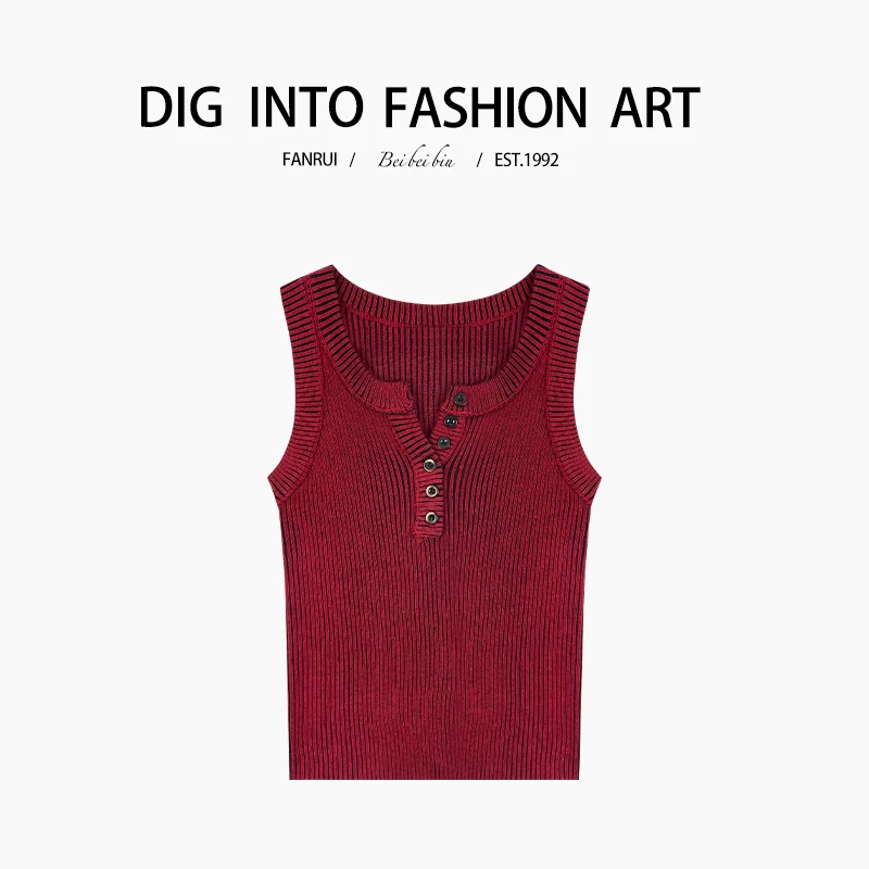 【泛芮】修身简约气质针织背心女显瘦洋气外穿无袖马甲上衣B10622