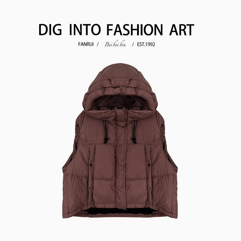 FANRUI/泛芮「往南往北 」简约时尚冬季保暖加厚羽绒服马甲女B11973