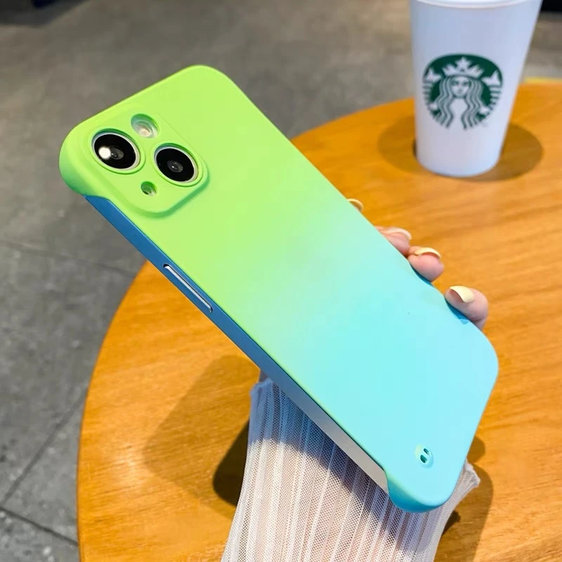 【苹果】苹果15/14Promax渐变双色无边框超薄磨砂男女新款手机壳