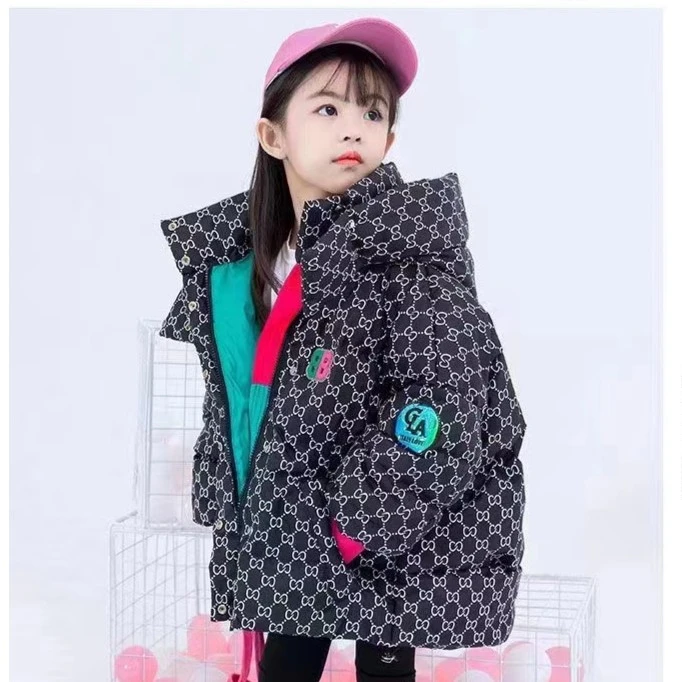 202 2024新款女童免洗加绒加厚保暖时尚千鸟格冬款中大童休闲棉服