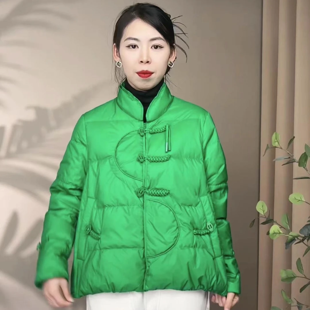 国风复古时尚女士短款8896百搭立领轻薄冬季羽绒服外套保暖