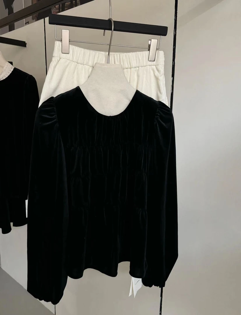 恩熙·纯黑丝绒上衣2032