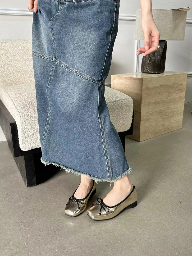 恩熙·ENXI T方头浅口蝴蝶结奶奶鞋919-3