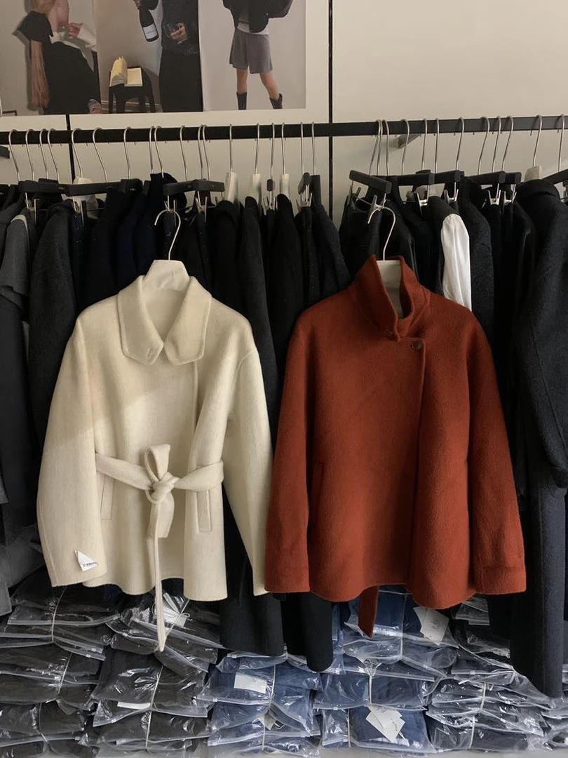 恩熙·秋冬短款宽松立领双面羊毛大衣8883