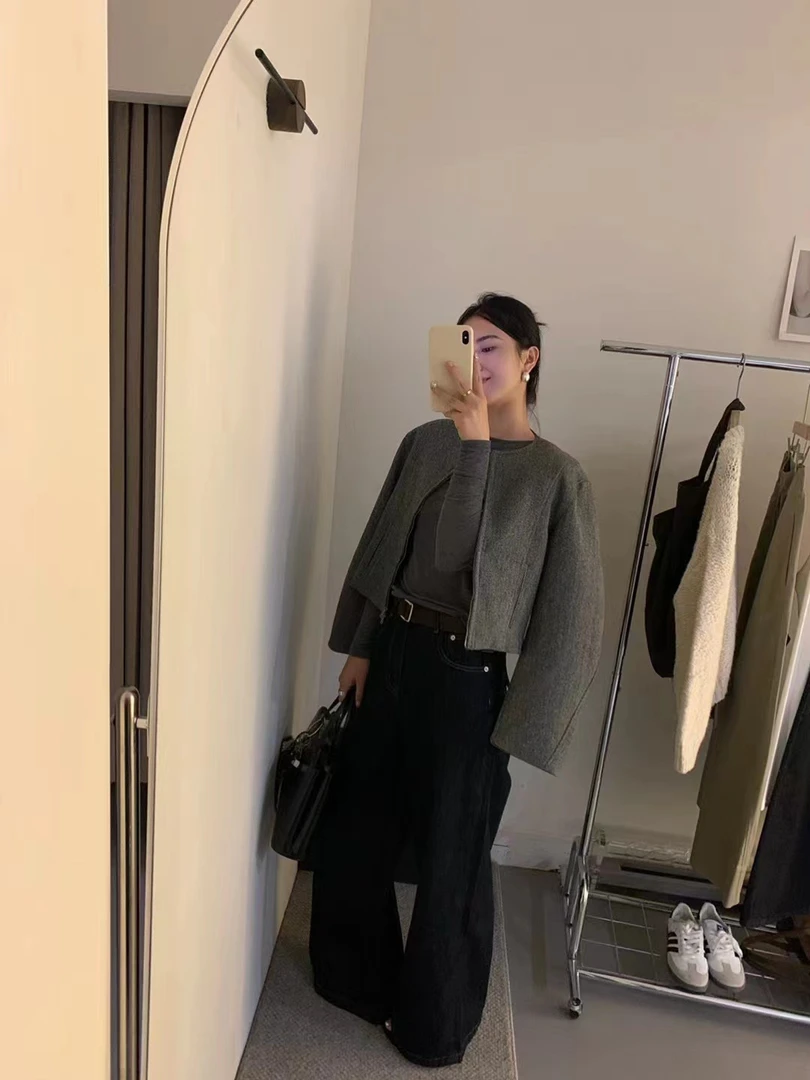 恩熙·韩系简约阔腿牛仔裤女6388